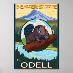 Biber u. Mt.-Haube - Odell, Oregon Poster