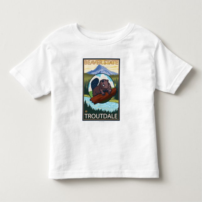 Biber u. Mt.-Haube - Troutdale, Oregon Kleinkind T-shirt (Vorderseite)