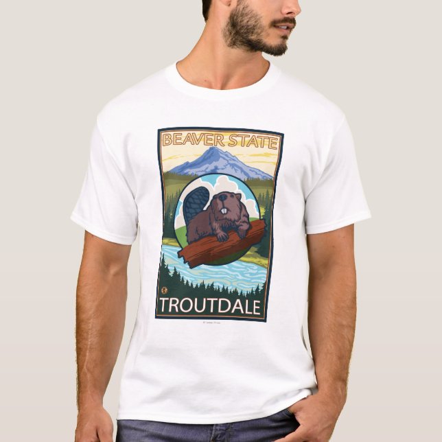 Biber u. Mt.-Haube - Troutdale, Oregon T-Shirt (Vorderseite)