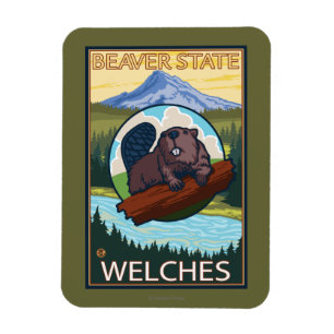 Biber u. Mt.-Haube - Welches, Oregon Magnet