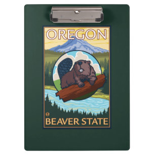 Biber-und Berg-Hauben-Szenen-Vintage Reise Klemmbrett