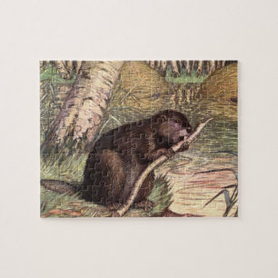Biber von Louis Sargent, Vintage Wild Animals Puzzle