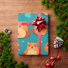 Biber Wasserfarbe Personalisiertes Muster Geschenkpapier