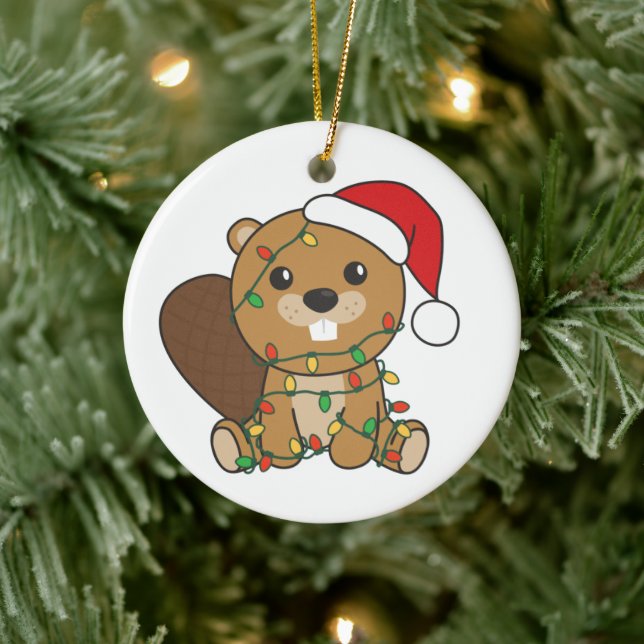 Biber Weihnachten Winter Tiere Biber Keramik Ornament (Baum)