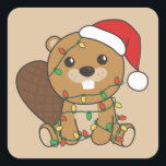 Biber Weihnachten Wintertiere Beaver Square Stic Quadratischer Aufkleber<br><div class="desc">Der Biber zu Weihnachten mit Feenlicht. Hübsche Tiere mit Geschenken und Schnee für den Urlaub. Ein süßes Weihnachtsgrüßen. Biber sind niedliche Tiere und perfekt zu Weihnachten.</div>