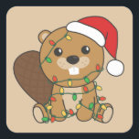 Biber Weihnachten Wintertiere Beaver Square Stic Quadratischer Aufkleber<br><div class="desc">Der Biber zu Weihnachten mit Feenlicht. Hübsche Tiere mit Geschenken und Schnee für den Urlaub. Ein süßes Weihnachtsgrüßen. Biber sind niedliche Tiere und perfekt zu Weihnachten.</div>