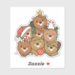 Biber Weihnachtsbaum Funny Animal Christmas Aufkleber<br><div class="desc">Beavers look like a Christmas tree. With fairy lights and Santa's hats they are perfekt for Christmas. Every beaver lover is happy about cute animals for the winter holidays.</div>