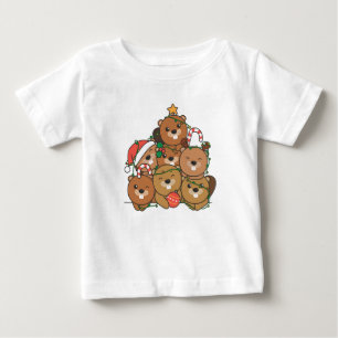 Biber Weihnachtsbaum Funny Animal Christmas Baby T-shirt