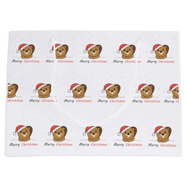 Biber Weihnachtsschnee Wintertiere Biber Große Geschenktüte (Vorderseite)