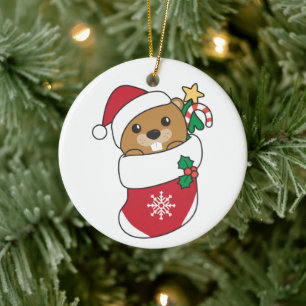 Biber Weihnachtsschnee Wintertiere Biber Keramik Ornament