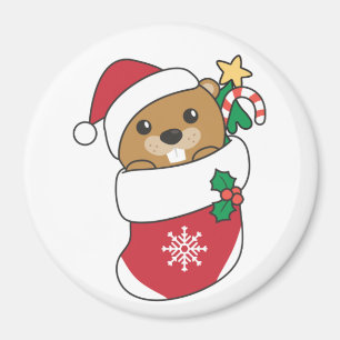Biber Weihnachtsschnee Wintertiere Biber Magnet