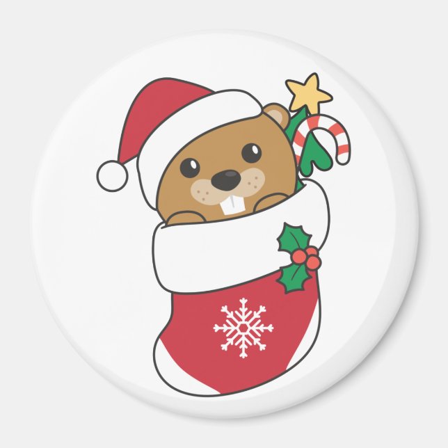 Biber Weihnachtsschnee Wintertiere Biber Magnet (Vorne)