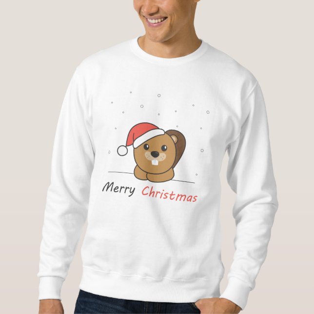 Biber Weihnachtsschnee Wintertiere Biber Sweatshirt (Vorderseite)