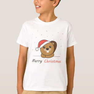 Biber Weihnachtsschnee Wintertiere Biber T-Shirt