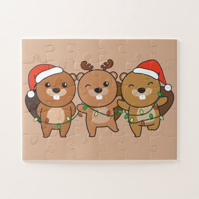 Biber Weihnachtstiere Niedlich Beaver Jig Puzzle (Horizontal)