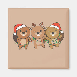 Biber Weihnachtstiere Niedliche Biber Mag Magnet