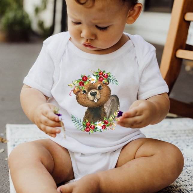 Biber Woodland Animal Kranz | Baby Bodysuit Strampler (Von Creator hochgeladen)