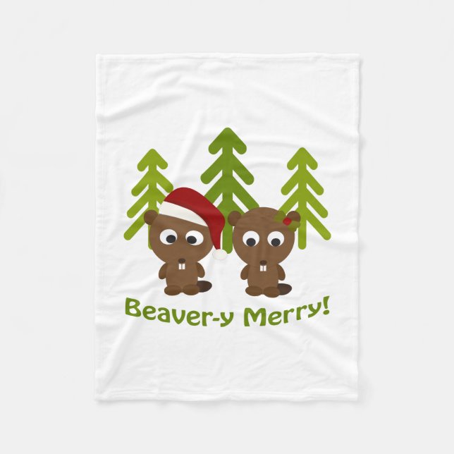 Biber-y Merry! Weihnachtsbäume Fleecedecke (Vorderseite)