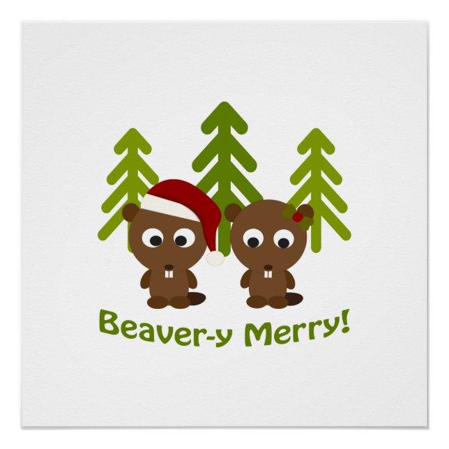 Biber-y Merry! Weihnachtsbäume Poster (Vorderseite)
