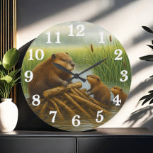 Biberfamilie im Feuchtgebiet-Hafen