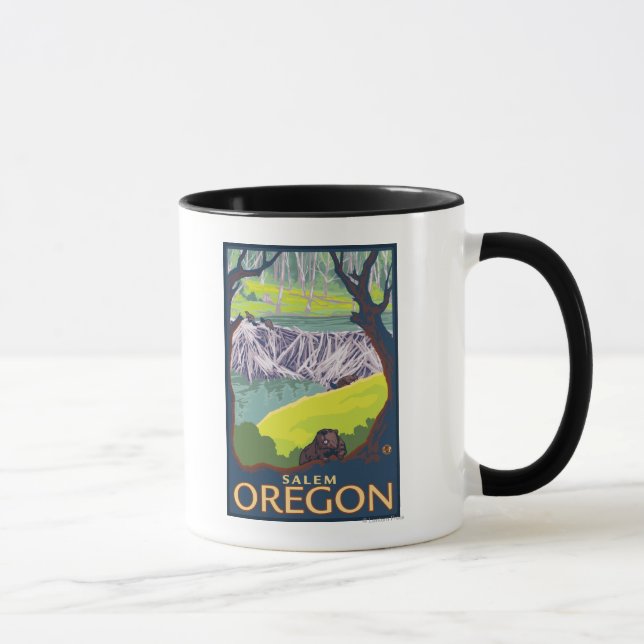 Biberfamilie - Salem, Oregon Tasse (Rechts)