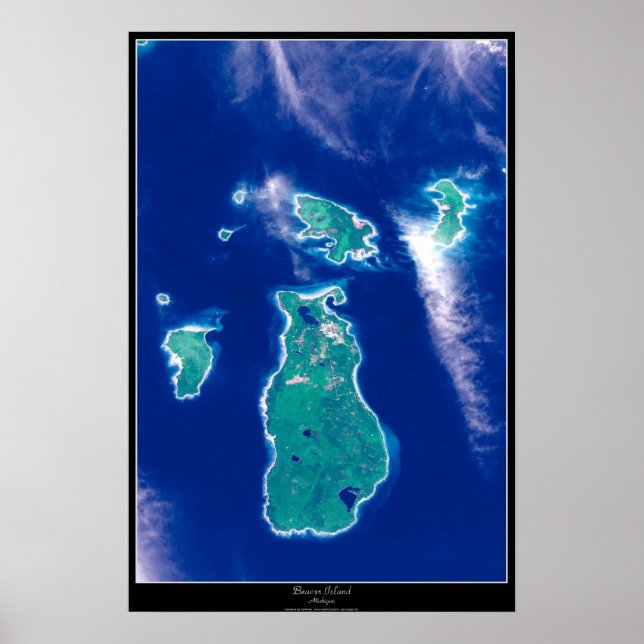 Biberinsel, Satellitenposter von Michigan Poster (Vorne)
