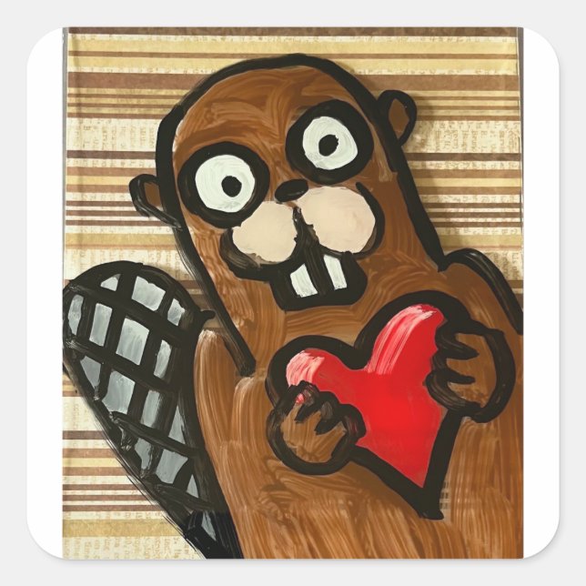 Biberkleber Quadratischer Aufkleber (Vorderseite)