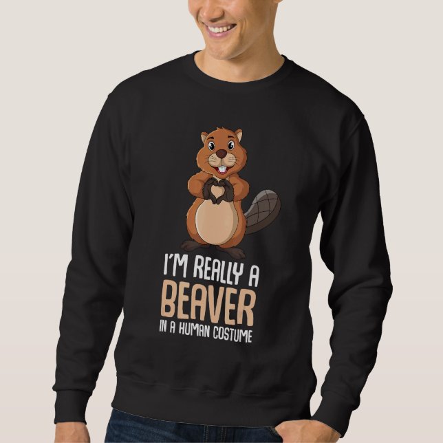 Biberkostüm Ich bin wirklich ein Biber Kinder Mädc Sweatshirt (Vorderseite)