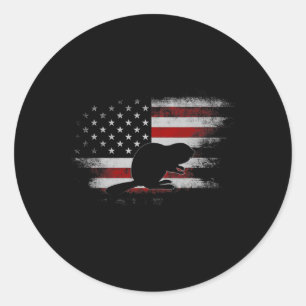 Bibertiere 4. Juli US-Flagge Amerika Vintag Runder Aufkleber