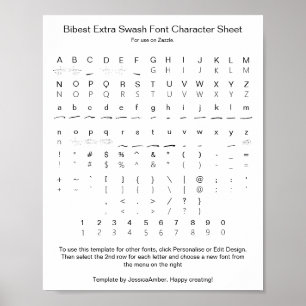 Bibest Extra Swash Schriftart Character Sheet für  Poster