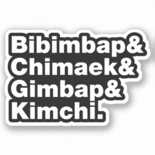 Bibimbap & Chimaek & Gimbap & Kimchi. Koreanische  Aufkleber