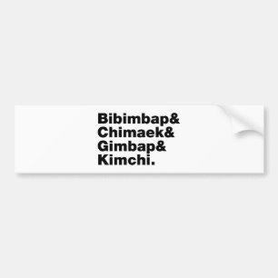 Bibimbap & Chimaek & Gimbap & Kimchi. Koreanische  Autoaufkleber