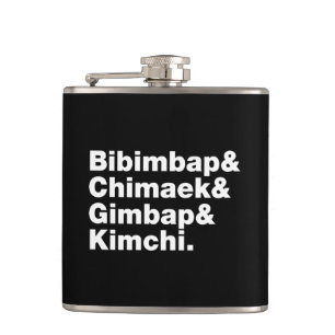 Bibimbap & Chimaek & Gimbap & Kimchi. Koreanische  Flachmann