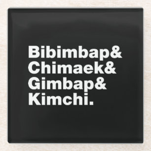 Bibimbap & Chimaek & Gimbap & Kimchi. Koreanische Glasuntersetzer