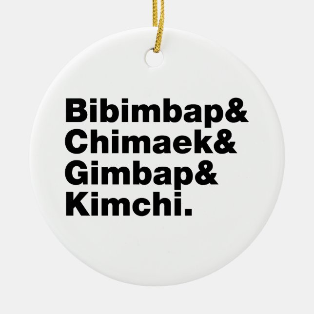 Bibimbap & Chimaek & Gimbap & Kimchi. Koreanische  Keramik Ornament (Vorne)