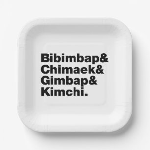 Bibimbap & Chimaek & Gimbap & Kimchi. Koreanische  Pappteller