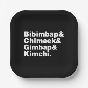 Bibimbap & Chimaek & Gimbap & Kimchi. Koreanische  Pappteller