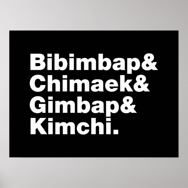 Bibimbap & Chimaek & Gimbap & Kimchi. Koreanische  Poster (Vorne)