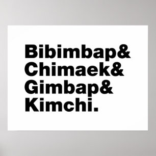 Bibimbap & Chimaek & Gimbap & Kimchi. Koreanische Poster