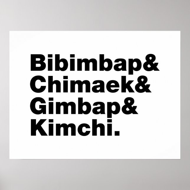 Bibimbap & Chimaek & Gimbap & Kimchi. Koreanische  Poster (Vorne)