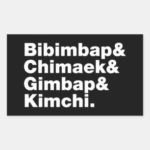 Bibimbap & Chimaek & Gimbap & Kimchi. Koreanische  Rechteckiger Aufkleber