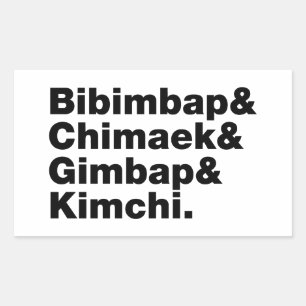 Bibimbap & Chimaek & Gimbap & Kimchi. Koreanische  Rechteckiger Aufkleber