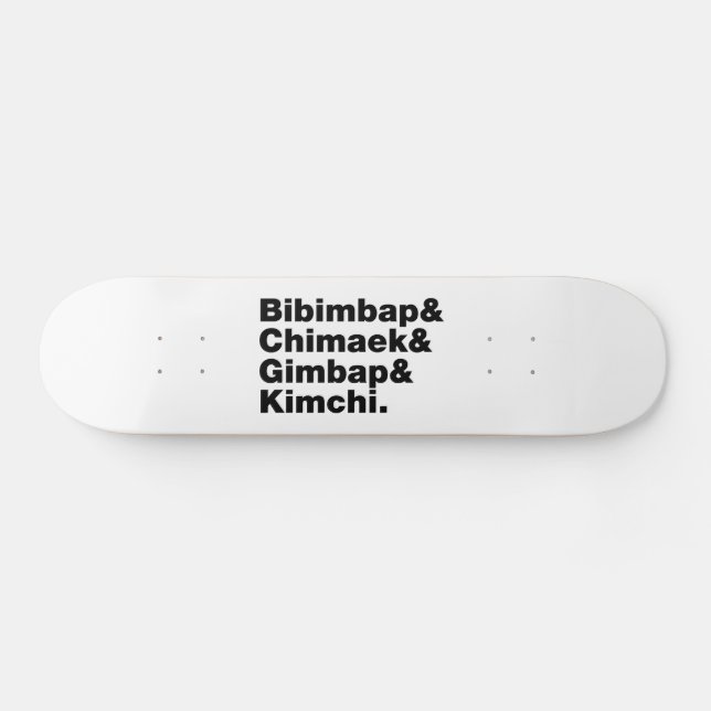 Bibimbap & Chimaek & Gimbap & Kimchi. Koreanische  Skateboard (Horizontal)