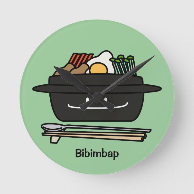 Bibimbap Koreanisches Reisschale, namentlich Gemüs Runde Wanduhr (Vorderseite)