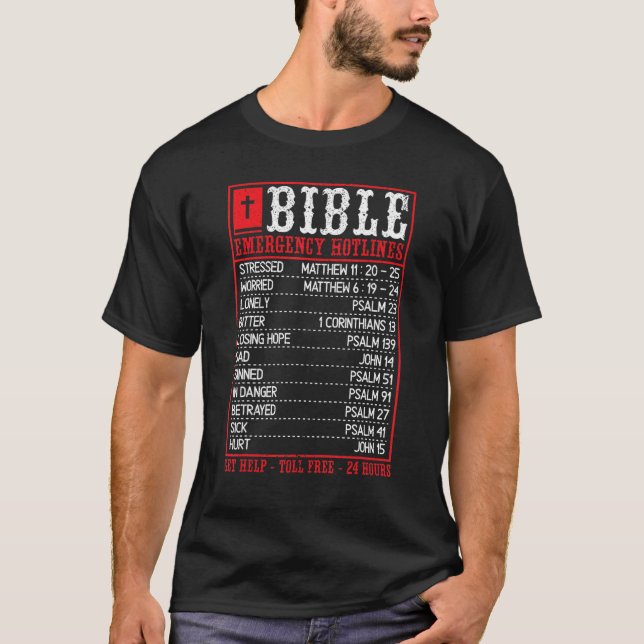 Bible Emergency Hotline Christian Bible Verses Scr T-Shirt (Vorderseite)