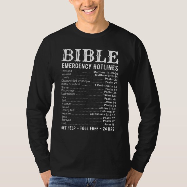 Bible Emergency Hotline Numbers  Cool Christian T-Shirt (Vorderseite)