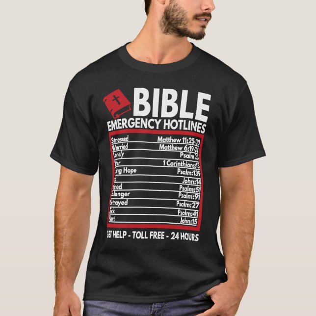 Bible Emergency Numbers  Funny Christian Bible & J T-Shirt (Vorderseite)