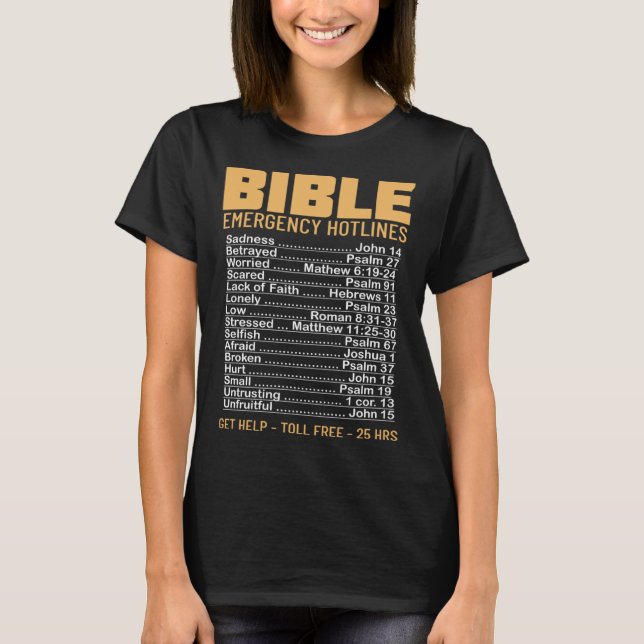Bible Emergency Numbers Verse God Jesus Faith Chri T-Shirt (Vorderseite)
