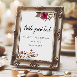 Bible Guest Book Burgundy Blume Hochzeit Poster