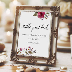 Bible Guest Book Burgundy Blume Hochzeit Poster